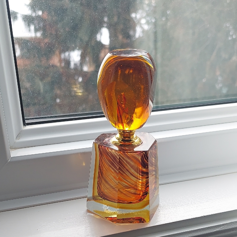 Perfume Bottle Amber Glass Art Sculpture